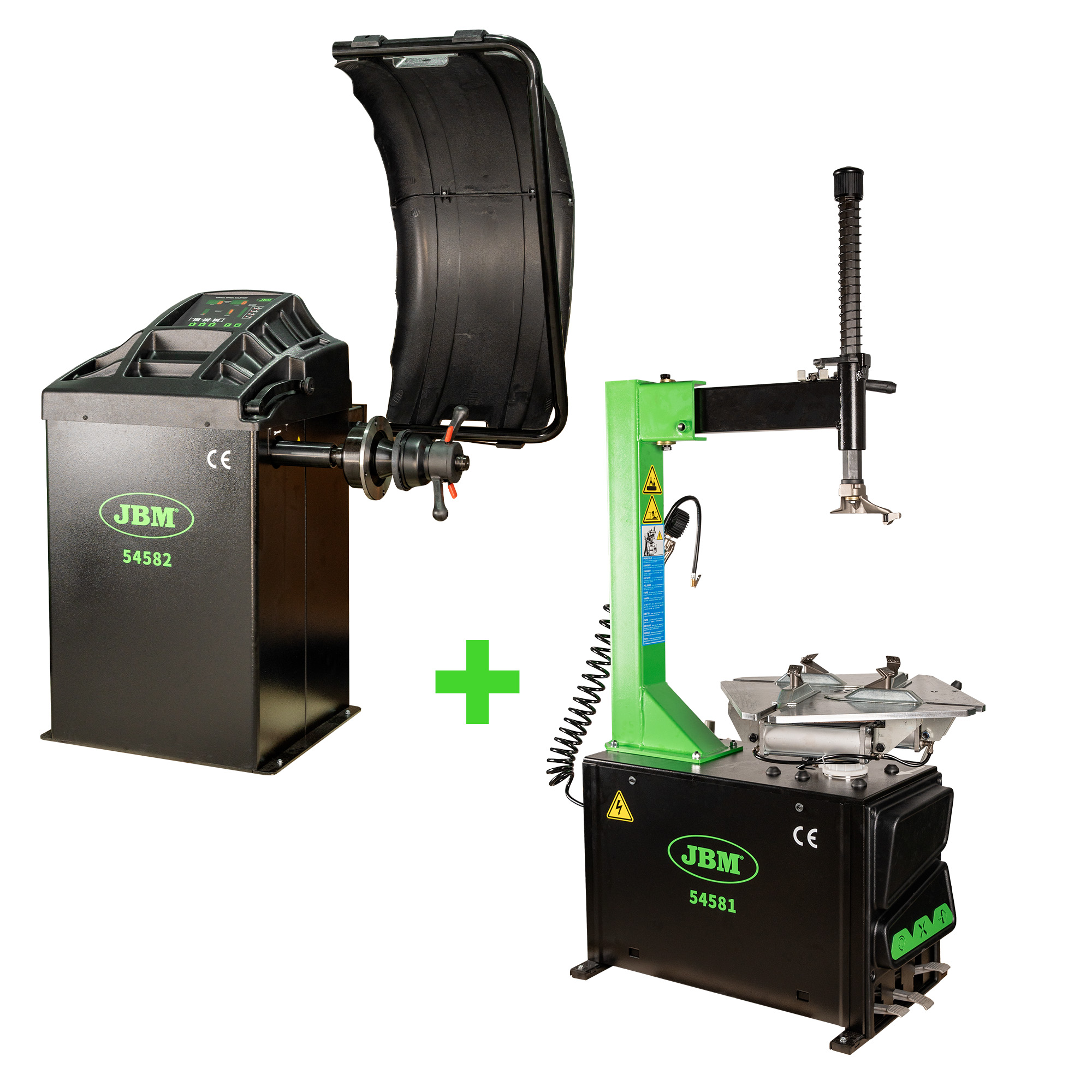 54581 DÉMONTE PNEU SEMI-AUTOMATIQUE + 54582 ÉQUILIBREUSE DE ROUES NUMÉRIQUE